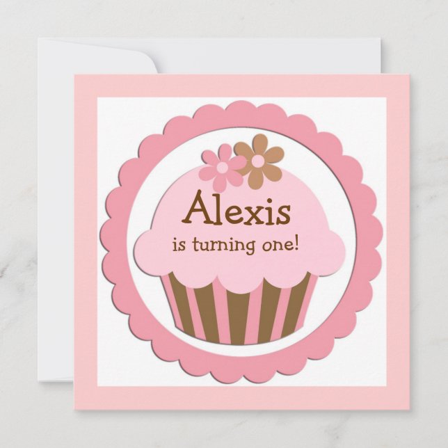 Customisable Cupcake Birthday Invitation (Front)