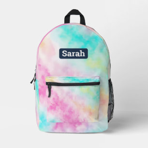 Customisable custom name pastel Tie dye backpack