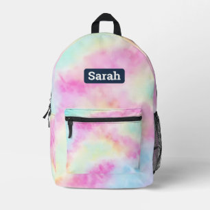 Customisable custom name pastel Tie dye backpack