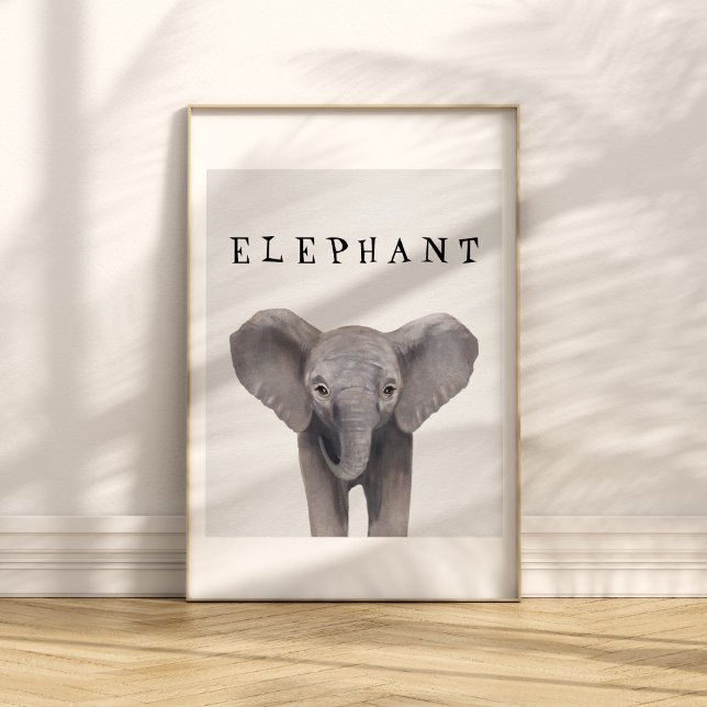 Customisable Cute Baby Elephant Kids Poster (Creator Uploaded)