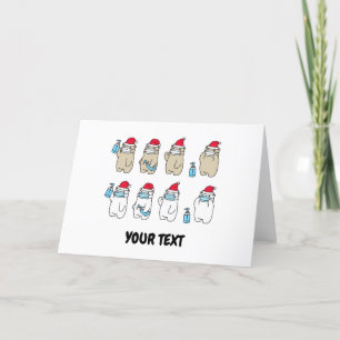 Customisable cute bears Christmas hat mask Holiday Card