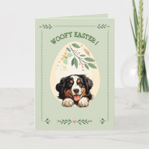 Customisable Cute Bernese Mountain Dog Easter Card