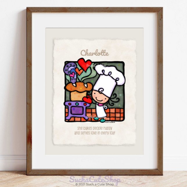 Customisable! Cute Bread Baker Chef Vintage Oven Poster (Creator Uploaded)