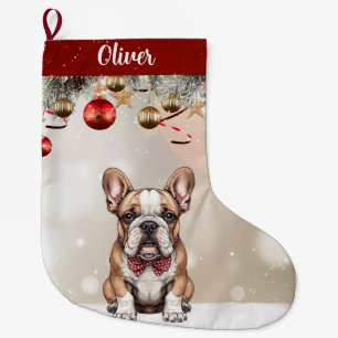 Customisable Cute Bulldog Puppy Christmas Stocking