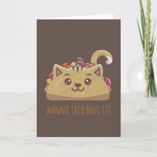 Customisable Cute Cat Taco Note Card (Front)
