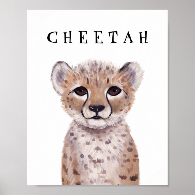 Customisable Cute Cheetah Cub Kids Poster  (Front)