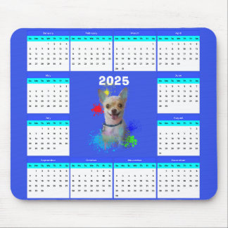 Customisable Cute Chihuahua Dog Calendar Mouse Pad
