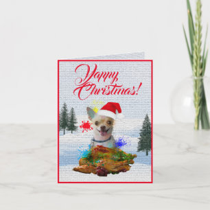 Customisable Cute Chihuahua Dog Yappy Xmas Card