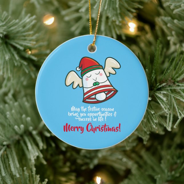 Customisable cute Christmas Bell flying Ceramic Tree Decoration (Tree)