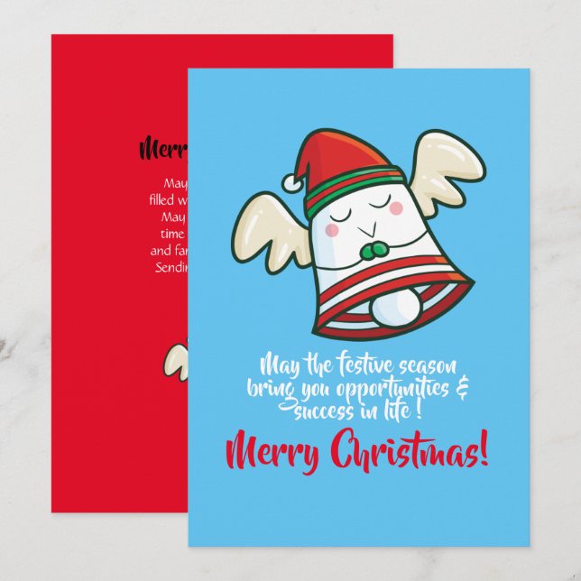 Customisable cute Christmas Bell flying Invitation (Front/Back)