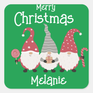 Customisable cute Christmas Gnome for kids Square Sticker
