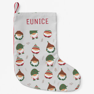 Customisable Cute Chubby Christmas Elves Pattern Small Christmas Stocking