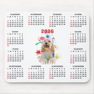 Customisable Cute Cockapoo Dog Calendar Mouse Pad