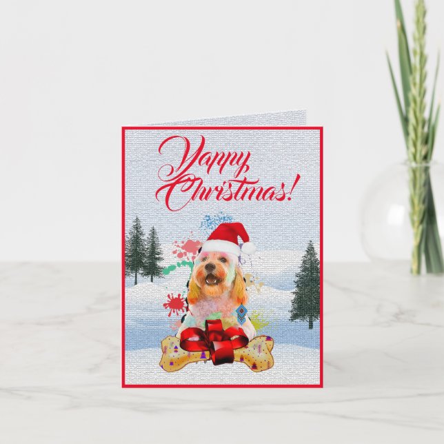 Customisable Cute Cockapoo Dog Yappy Xmas Card (Front)