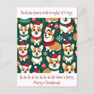 Customisable Cute Corgi Christmas Postcard