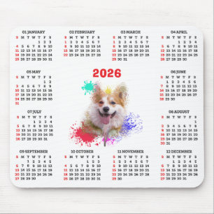 Customisable Cute Corgi Dog Calendar Mouse Pad
