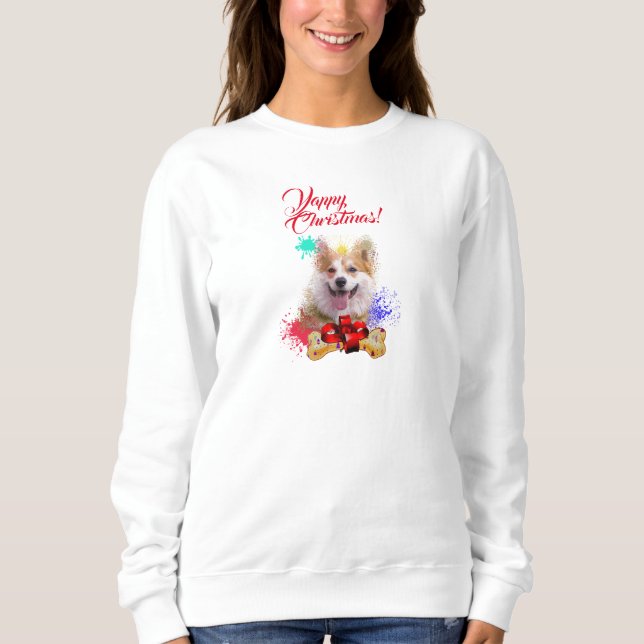 Customisable Cute Corgi Dog Yappy Christmas Sweatshirt (Front)