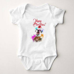 Customisable Cute Dalmatian Dog Yappy Christmas Baby Bodysuit