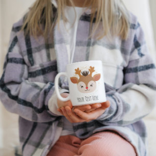 Customisable Cute Deer Personalised Christmas Two-Tone Coffee Mug