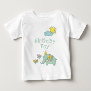 Customisable Cute Elephant and Butterflies Baby T-Shirt