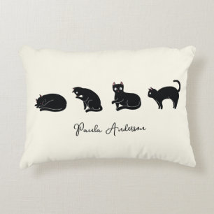 Customisable Cute Funny Black Cat Decorative Cushion
