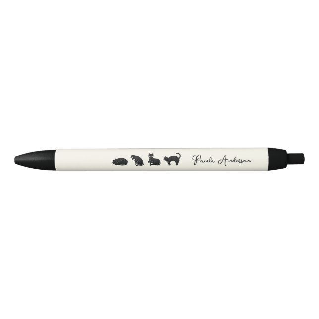 Customisable Cute Funny Black Cat Ink Pen (Front)