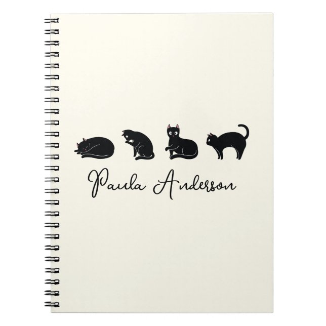 Customisable Cute Funny Black Cat Notebook (Front)