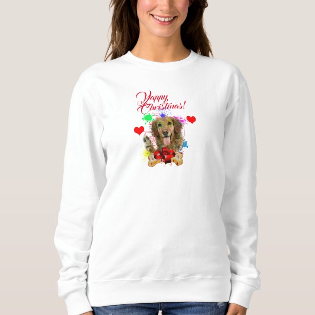 Customisable Cute Golden Retriever Yappy Christmas Sweatshirt (Front)