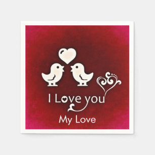 Customisable Cute Little Lovebirds Napkin