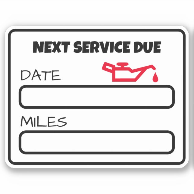 Customisable Cute Oil Change Reminder Oil Change (Front)