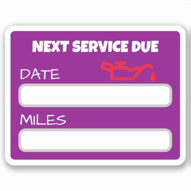 Customisable Cute Oil Change Reminder Oil Change (Front)