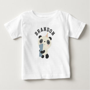 Customisable Cute Panda First Birthday Baby T-Shirt