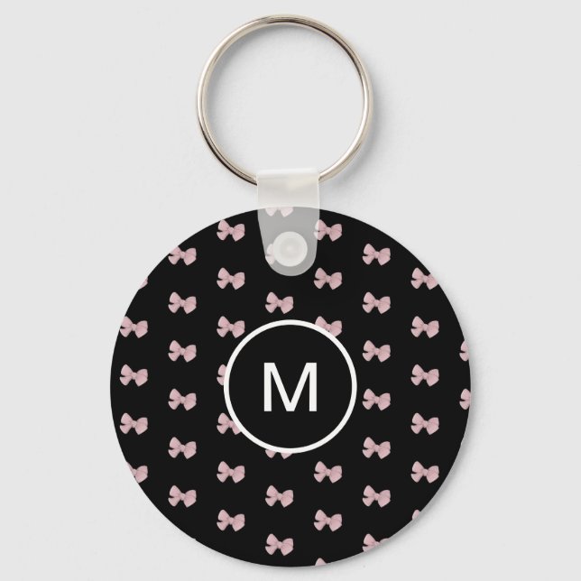 Customisable Cute Pink Bow printed  Key Ring (Front)
