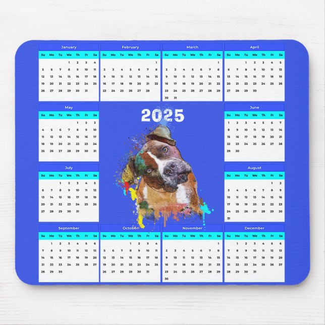 Customisable Cute Pittie Dog Calendar   Mouse Pad (Front)