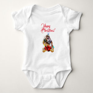 Customisable Cute Pittie Dog Yappy Christmas Baby Bodysuit