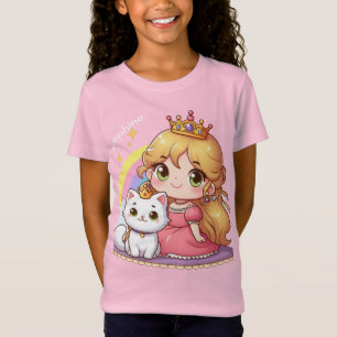 Customisable Cute princess with White Cat T-Shirt