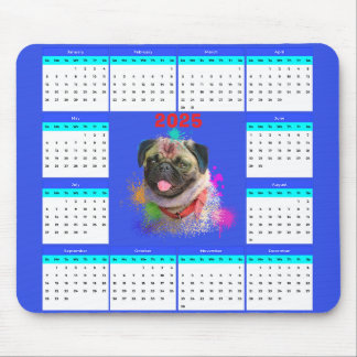 Customisable Cute Pug Dog Calendar Mouse Pad