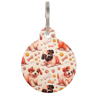 Customisable Cute Puppy Round Large Pet Tag