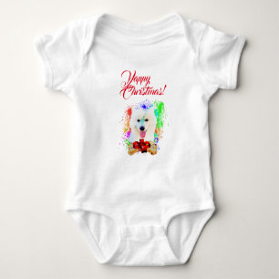 Customisable Cute Samoyed Dog Yappy Christmas Baby Bodysuit