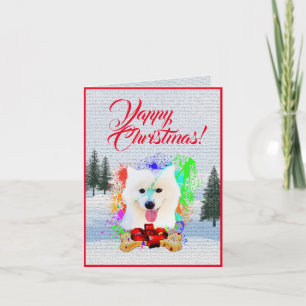 Customisable Cute Samoyed Dog Yappy Christmas Card