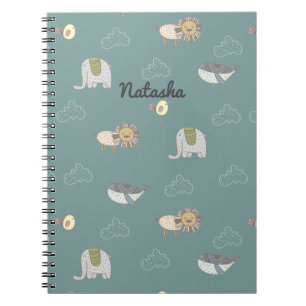 Customisable Cute Scandinavian Animals Pattern Notebook