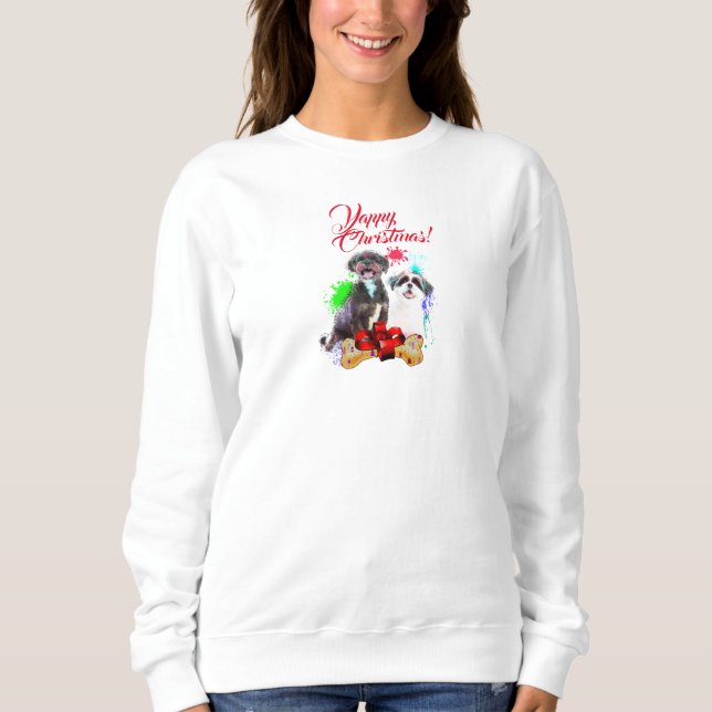 Customisable Cute Shih Tzu Dog Yappy Christmas Sweatshirt (Front)