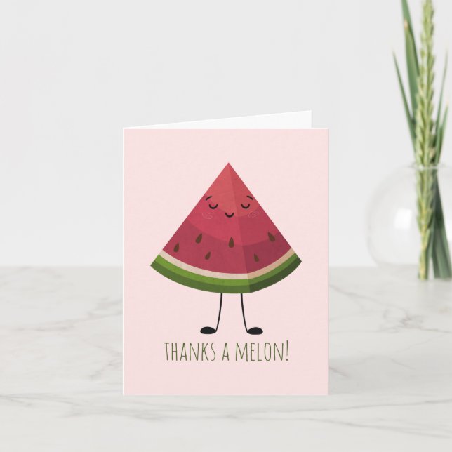 Customisable Cute Smiling Watermelon Thank You Card (Front)