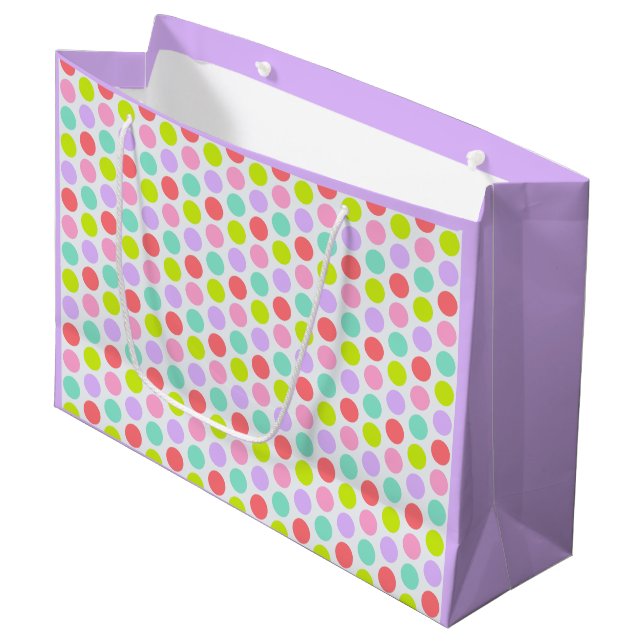Customisable Cute Soft Pastel Polka Dots Pattern Large Gift Bag (Front Angled)
