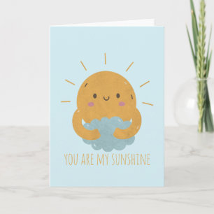 Customisable Cute Sun Hugging the Cloud Note Card