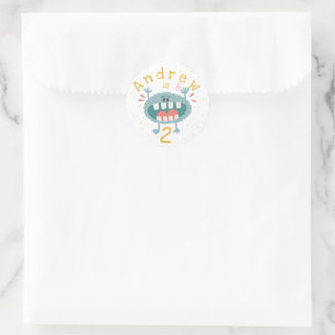 Customisable Cute Teal Monster Classic Round Sticker