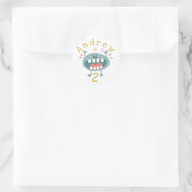 Customisable Cute Teal Monster Classic Round Sticker (Bag)