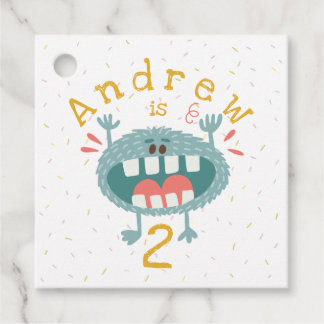 Customisable Cute Teal Monster Favour Tags