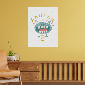 Customisable Cute Teal Monster Poster