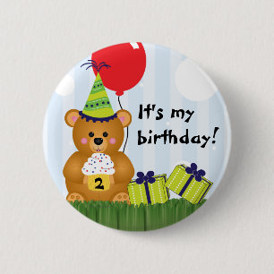 Customisable Cute Teddy Bear Birthday Pin